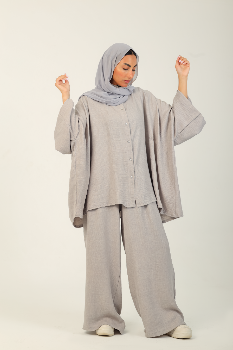 Flow Kimono Set - Grey
