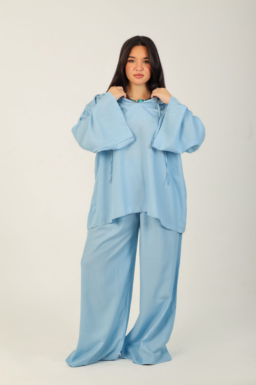 Hooded Relaxed Set - Powder Blue