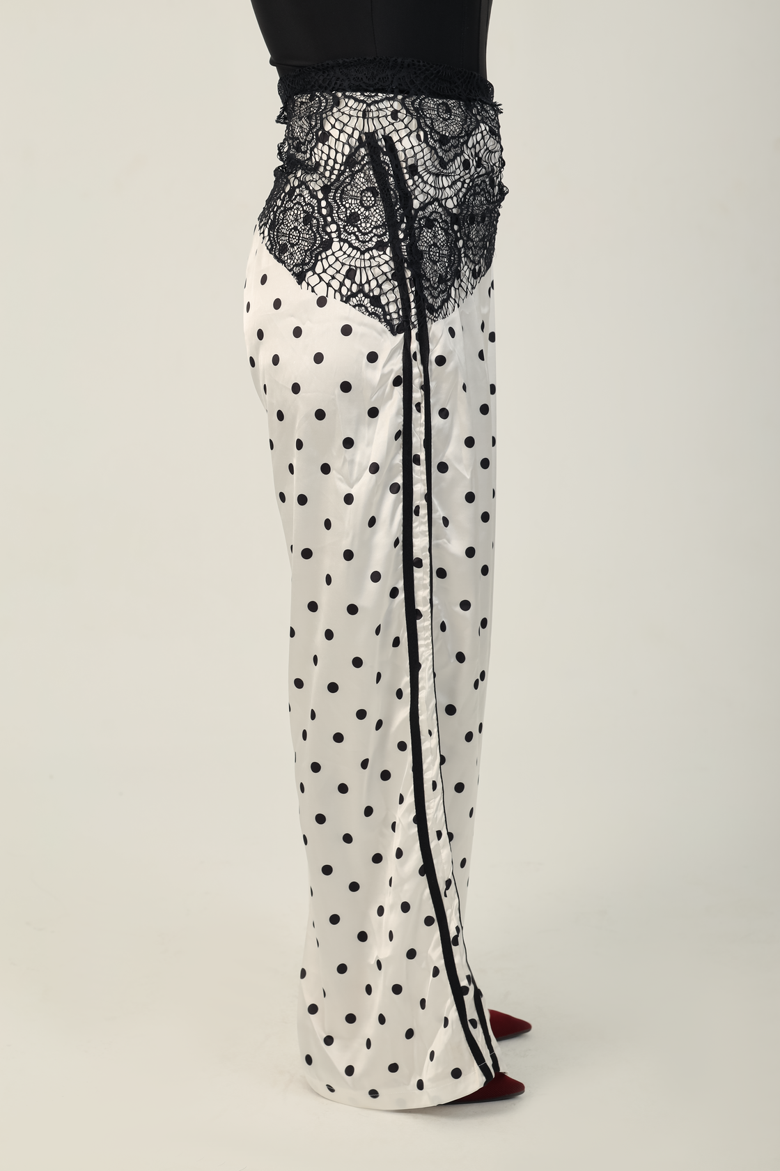 Polka Lace Wide Pants White